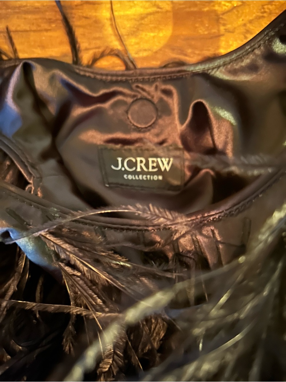 J. Crew collection Santorini black bag with Ostrich feathers. - Picture 10 of 11